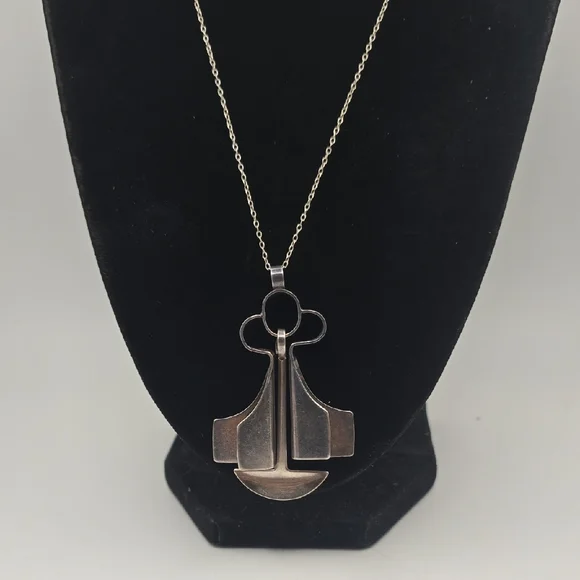 Vintage David Andersen Abstract Modern Sterling Silver Pendant Necklace - Picture 1 of 7